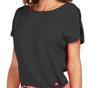 Frank Lyman Design Black Short, Split Sleeve Top with Side tie. Size 14